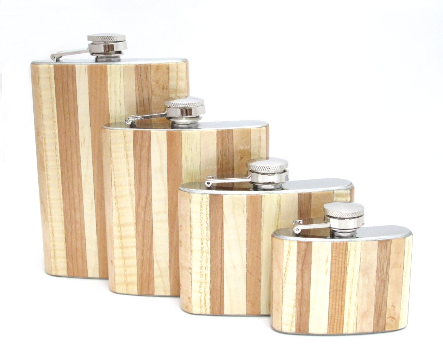 8oz Mixed Cream Toned Wood Flask Limited Edition