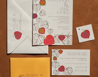 Aspen Leaves Wedding Invitation Suite