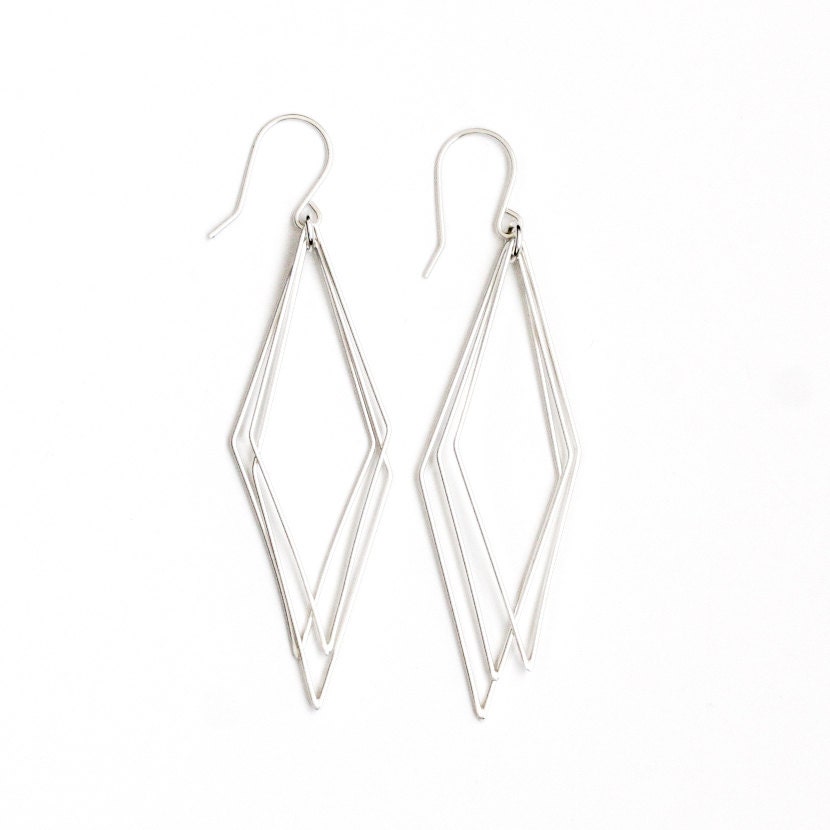 Lightweight sterling silver earrings with 3 by bluehourdesigns
