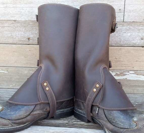Taller Swiss Military Style Gaiters or Spats in Oiled