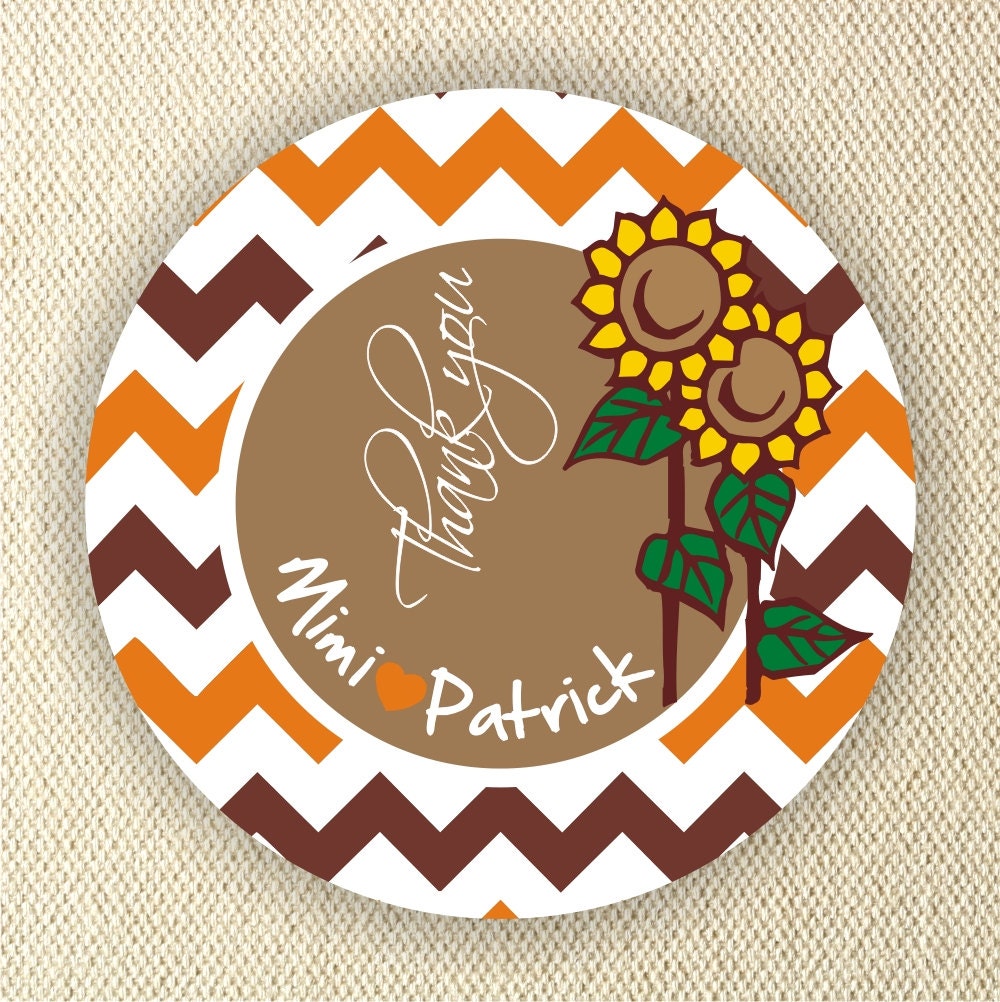 Sunflower Labels Chevron Labels Personalized by MMGraphicDesigns