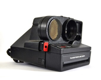 80s Polaroid Camera Sonar OneStep Autofocus SX70 Black Red Design