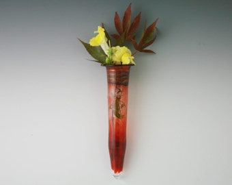 Glass Wall Vase - Hand Blown Wall Pocket- Lampwork - Boro Bud Vase - Handmade Glass Art