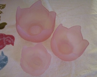 Frosted Glass candle holders trinket holder