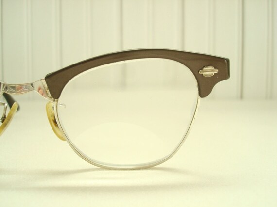 Vintage eyeglasses dark brown & silver womens by ...