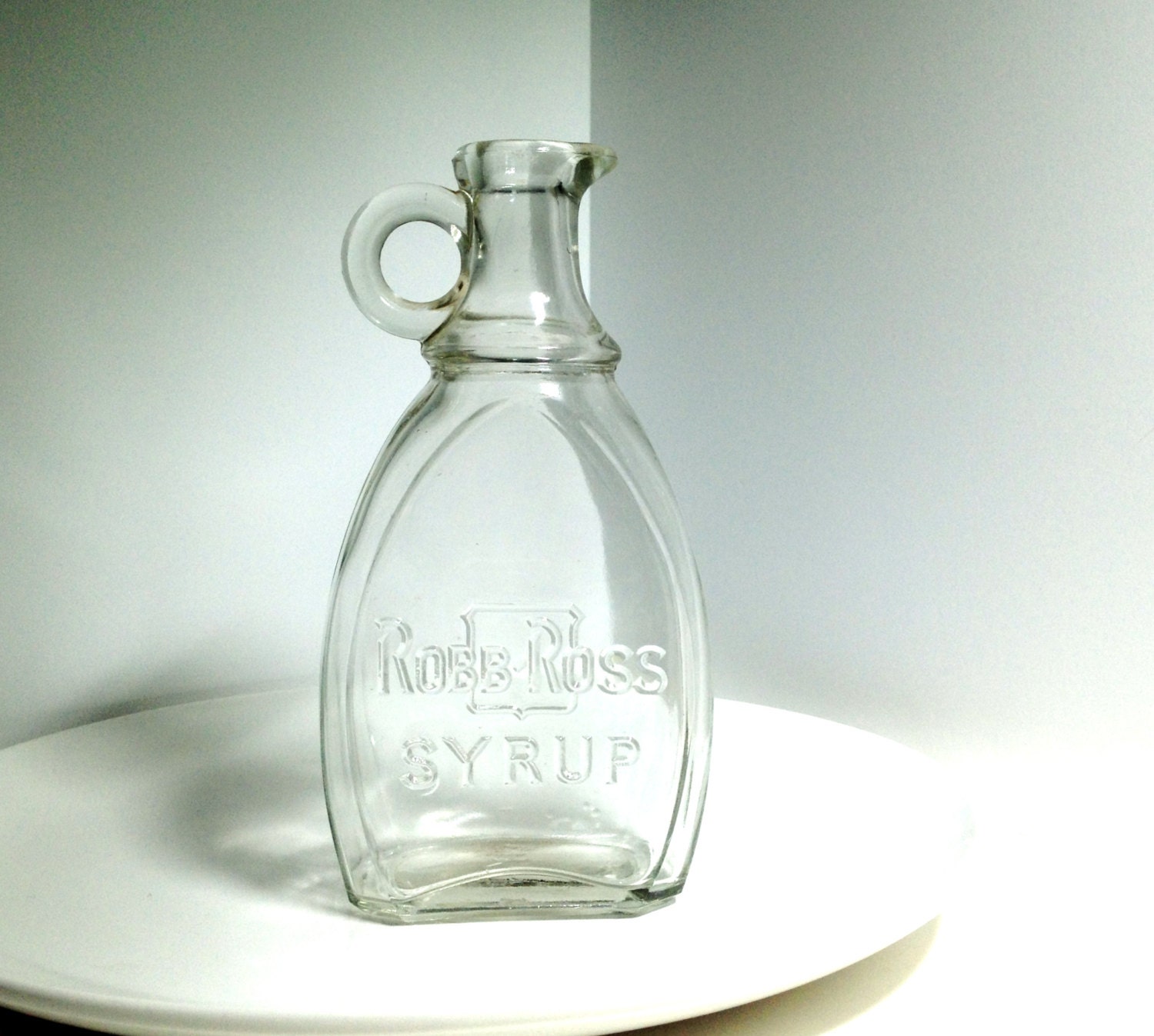 Robb Ross 1930's Vintage Thick Glass Maple Syrup Bottle