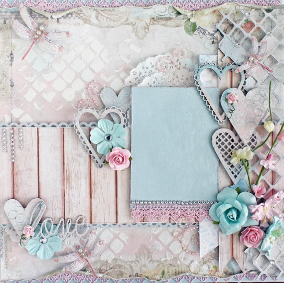 premade 12 x12 shabby chic scrapbook layout blue fern premade 12 x12 shabby chic scrapbook layout blue fern