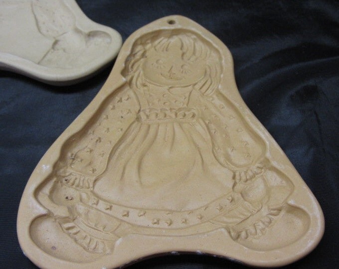 3-1980's BROWN BAG Cookie Art Ragged Ann and Andy and Mama Cat, Vintage Cookie Molds, Crafting Molds Raggedy Ann and Andy and Bonus Can Bold