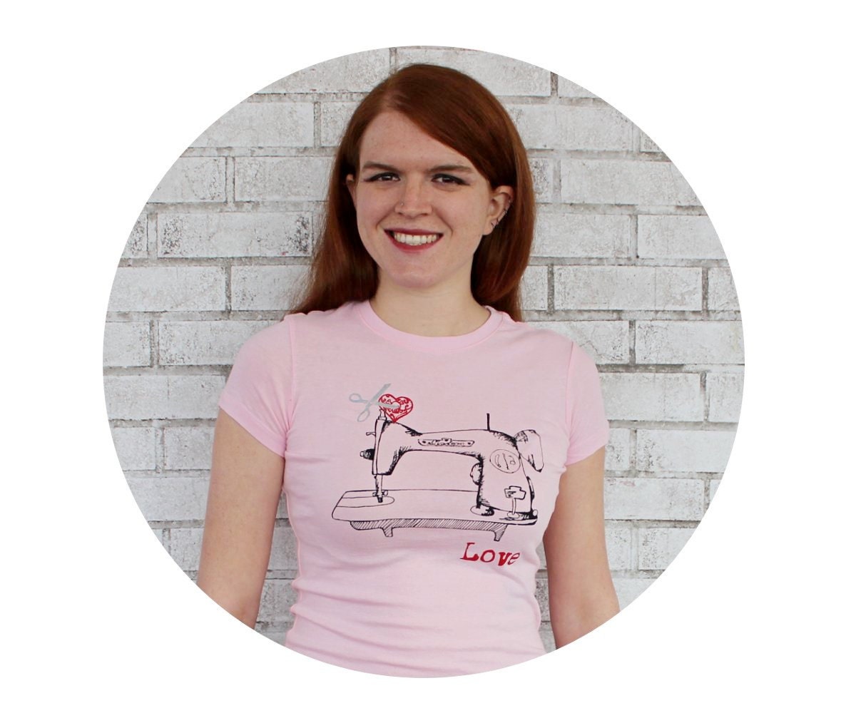 Sewing Machine Tshirt Sewing Love cotton