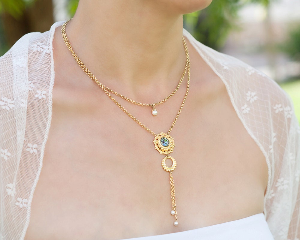 Gold double necklace Double layer necklace by AlinYerushalmi