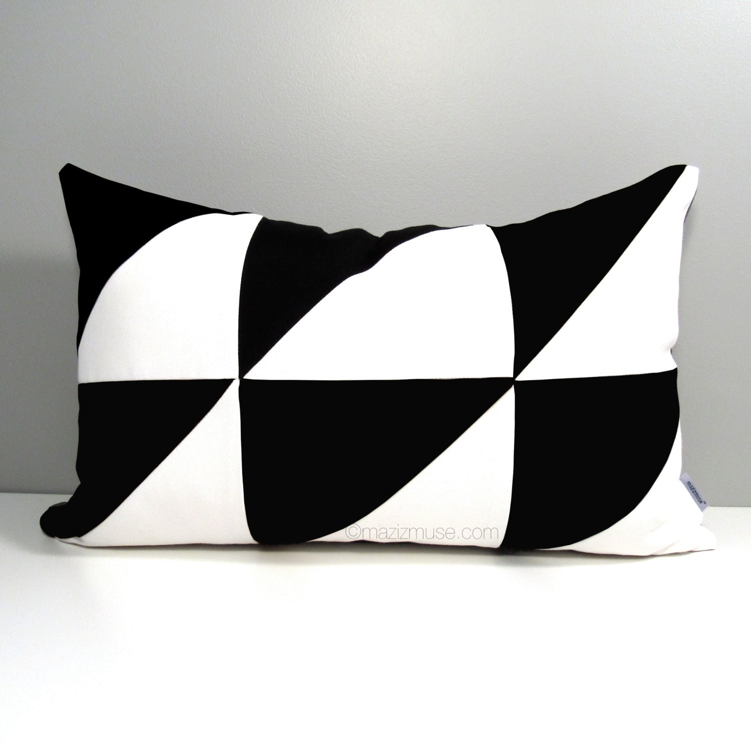 Black White Outdoor Pillow Cover Modern Color Block by Mazizmuse