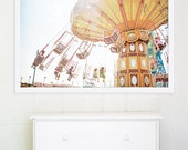 Large Wall Art, Coney Island Art, Carnival Photography, Carousel Print, Carousel Rides, Nursery Art - "Ride the Sky II"