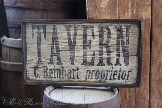 Primitive Personalized TAVERN Aged Wood Sign