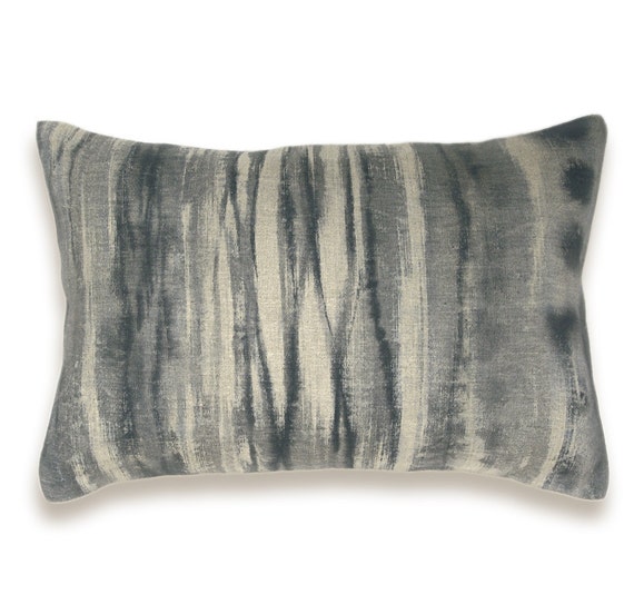 Charcoal Black Slate Gray Beige Lumbar Pillow Cover 12x18 inch Natural