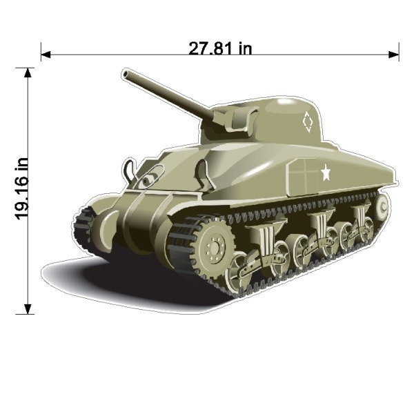 Army Tank Decal Peel and Stick Repositionable Army Wall