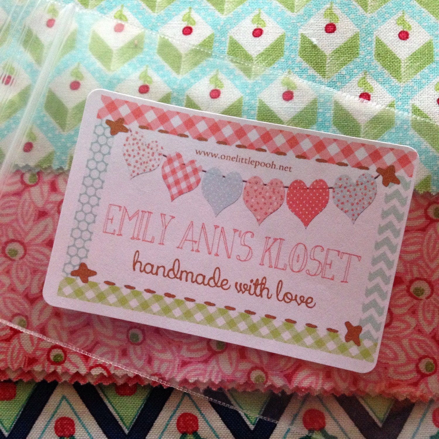 Heart Banner Fabric Quilt Label Set of 10