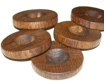 5 Handmade oak wood buttons , accessories (1,57" diameter x 0,28" thick)