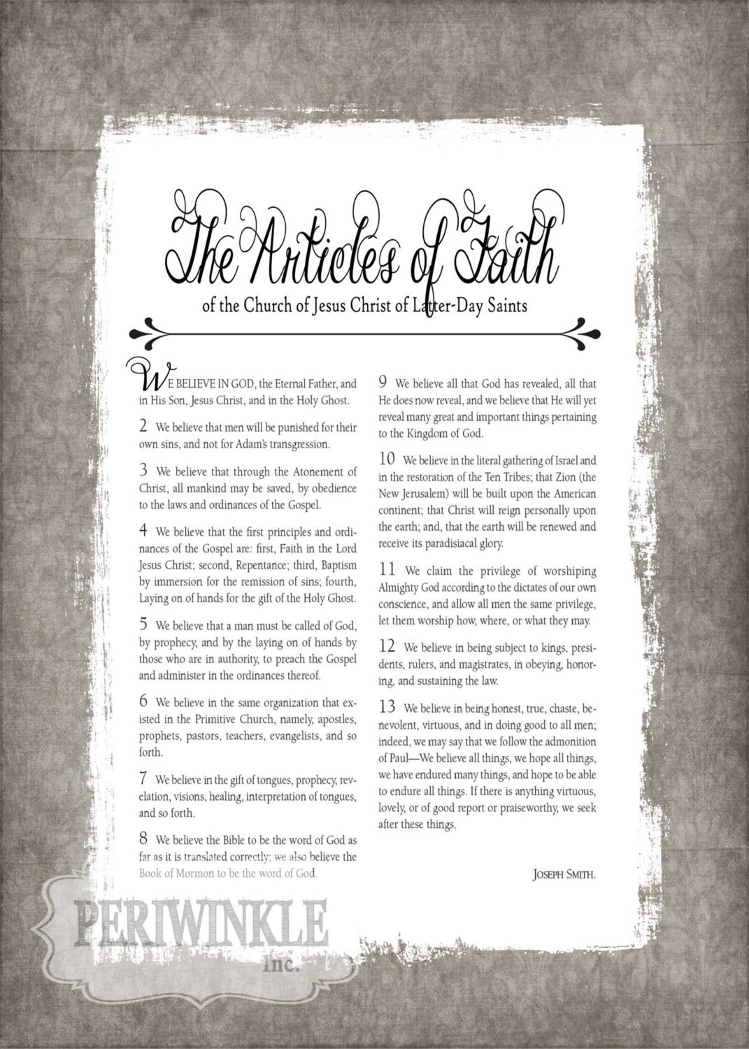 LDS Articles of Faith-Printable-Instant Download-5 sizes