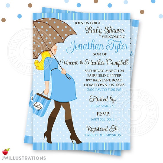 Blue Boy Blonde Baby Bump Baby Shower Printable Invitation- Custom 4x6 or 5x7 Shower Invitation- Boy Baby Shower Party Printable Invitation Il_570xn