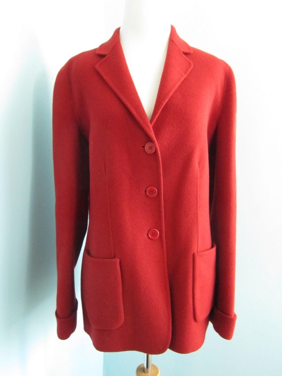 Classic Vintage Red Wool Womens Jacket