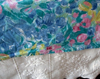 Full Size Flat Sheet Floral Blue