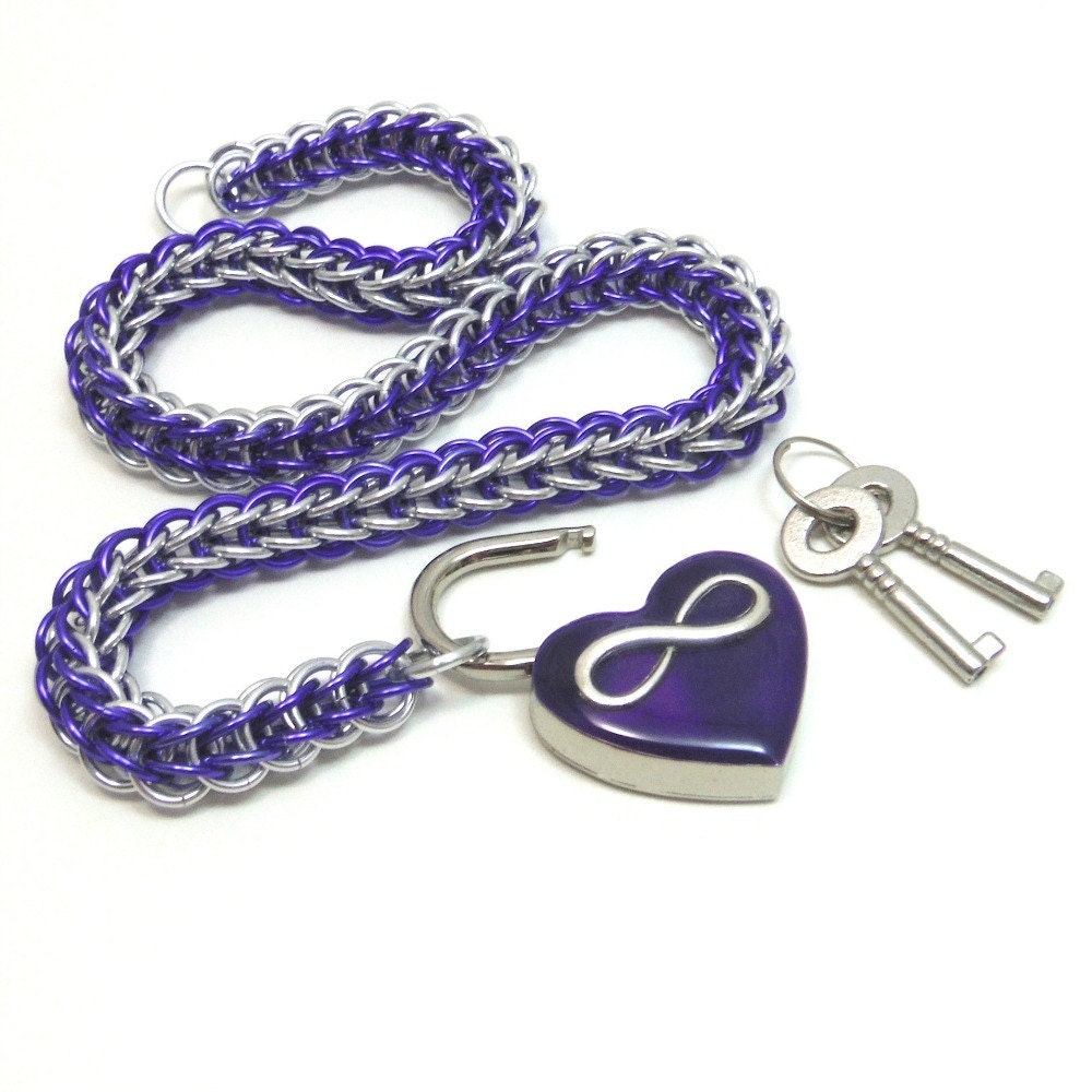Eternity Collar Purple & Silver Polyamory Infinity by BrainofJen