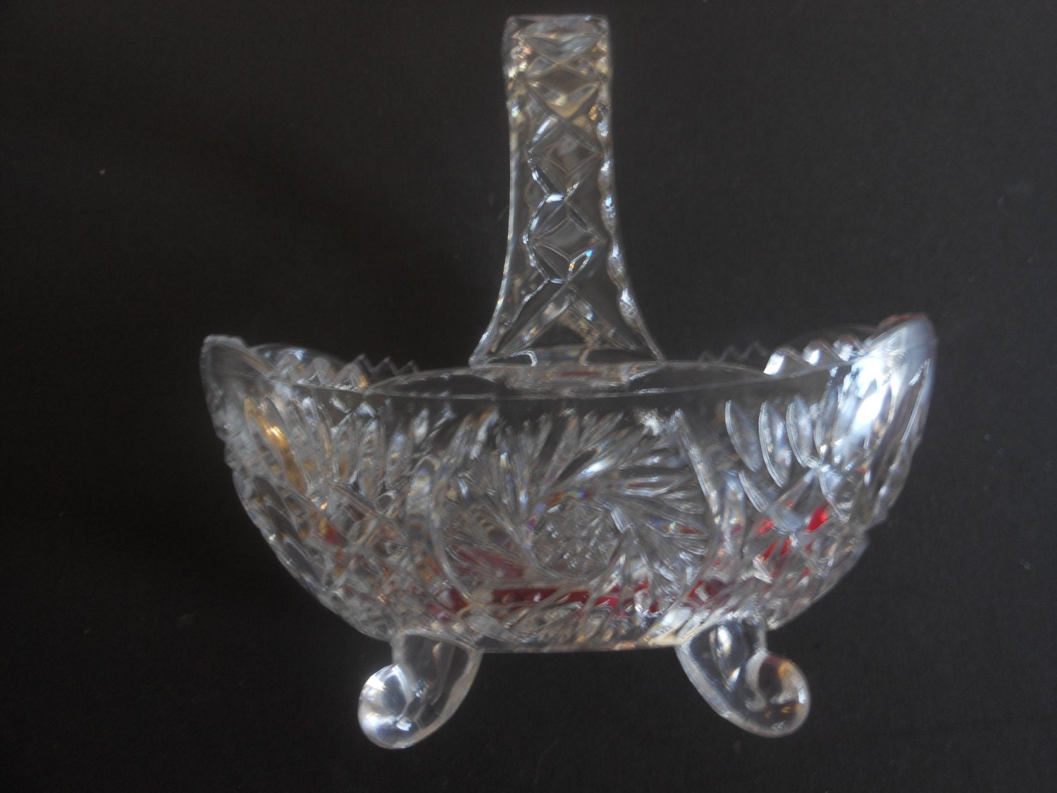 Vintage lead crystal oval footed candy dish by focusoninteriors123