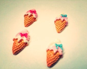 Ice cream cone miniature food super strong magnet set of four, locker decoration or fridge magnet