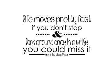 Vinyl Wall Decal life moves pretty fast ferris bueller quote