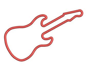Electric Guitar Applique Design Digitized Machine Embroidery Design - 3 Sizes - Instant Download