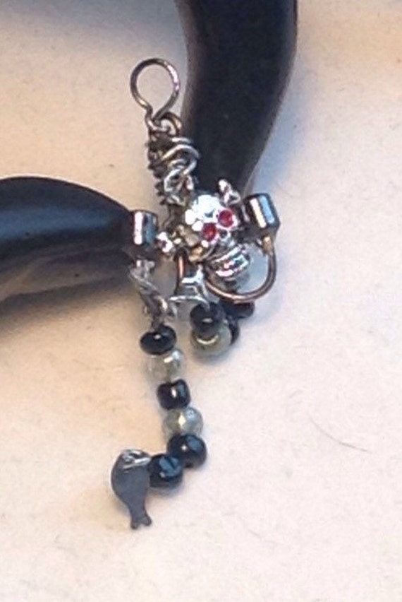 Handmade Fish Hook Goth Skull Necklace Treble Fishing by icusuezq