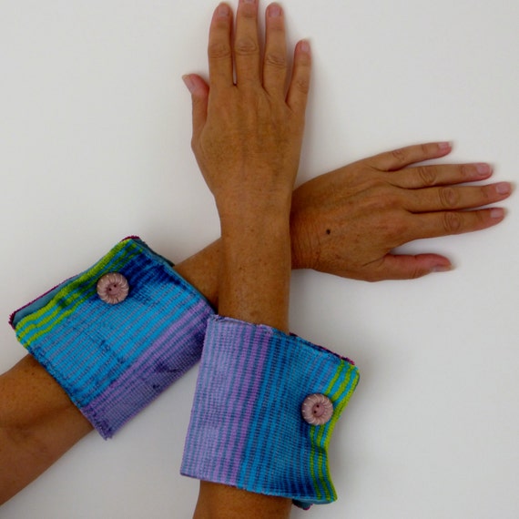 Arm cuffs Striped multicolor brace fabric wrist cuffs wrap