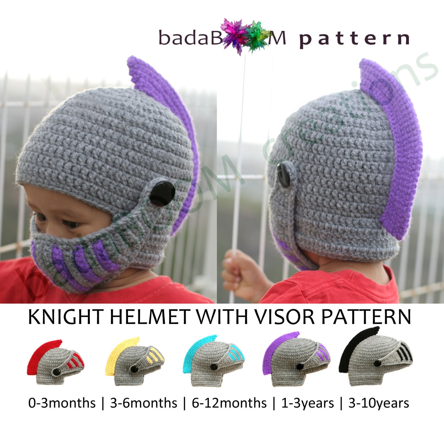 Pdf Crochet PATTERN Children Knight Hat RolePlay Crocheted