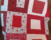 Popular items for red patchwork quilt on Etsy