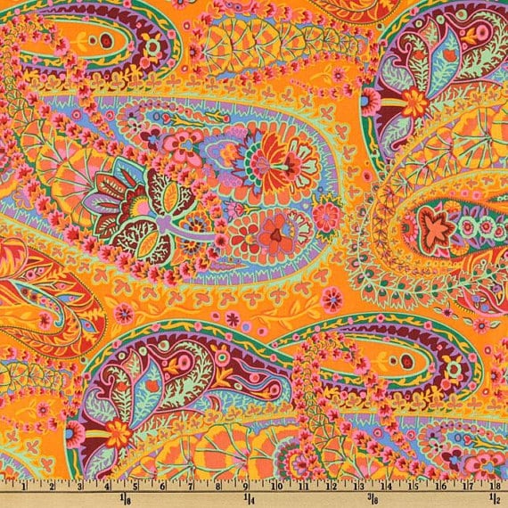 Kaffe Fassett Paisley Jungle tangerine per fat quarter / Etsy