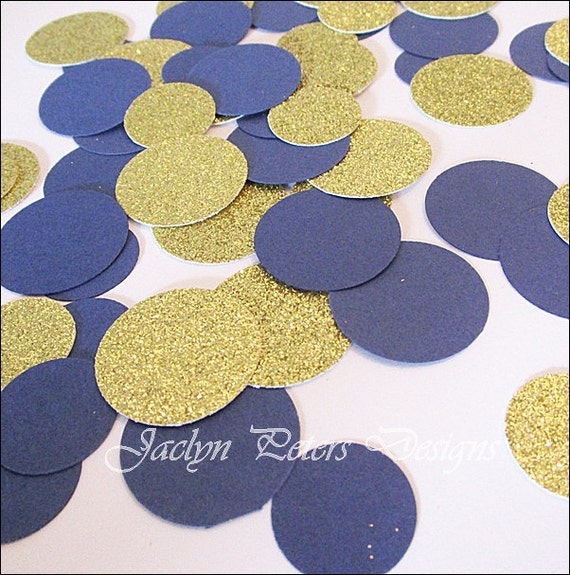 Party Confetti Navy Blue And Gold Glitter by JaclynPetersDesigns