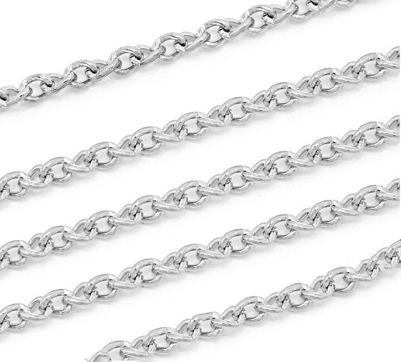 32Ft Silver Tone Chain Twisted Link Chain Bulk Necklace