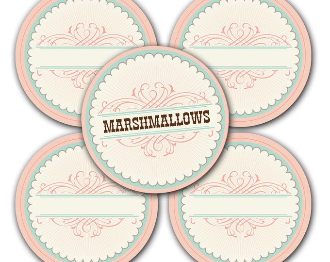 Sweet Shoppe Style Fillable Round Labels, Old Fashioneed Labels, Instant Download, Editable Printable labels