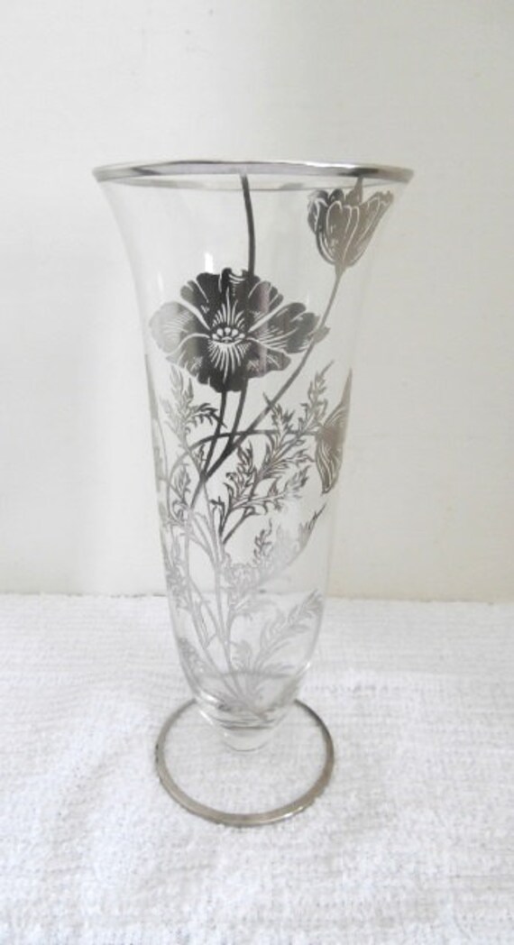Fancy Silver and Crystal Flower Vase Circa 1950s by Pascalene
