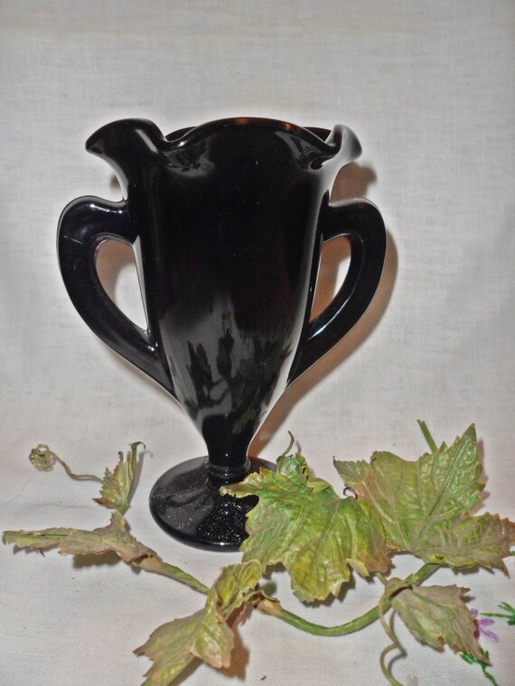 Vintage Black Amethyst Glass Vase by L E Smith by JleCROW on Etsy