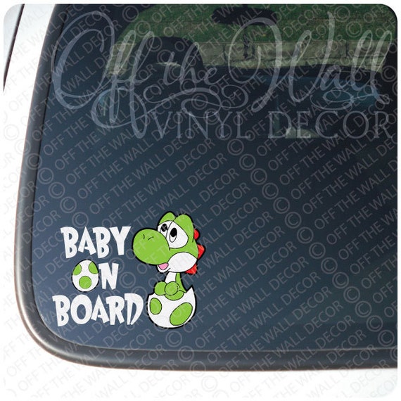 Baby Yoshi BABY ON BOARD Vinyl Sticker by OffTheWallVinylDecor