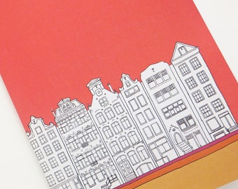 Amsterdam Notebook, Coral Red Journal, recycled journal, blank journal, A5 travel journal
