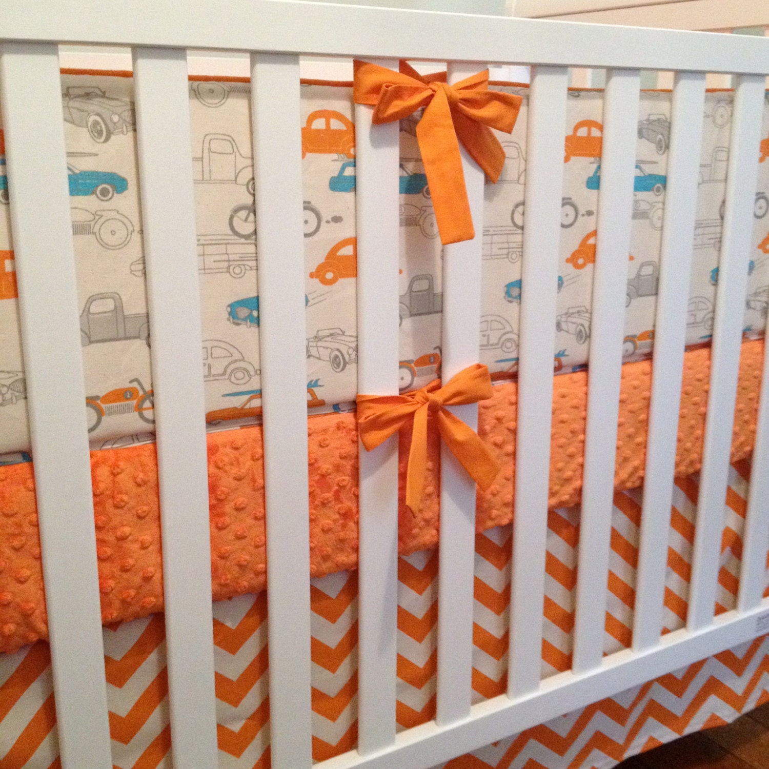 Items similar to Retro Rides 4pc Flat Bumper Crib Set Made to Order on Etsy
