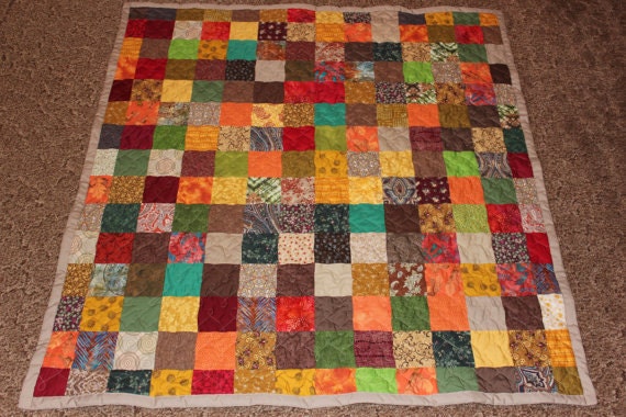 Custom Made Quilt Earth Tones Patchwork LAP / by HillsideHobby