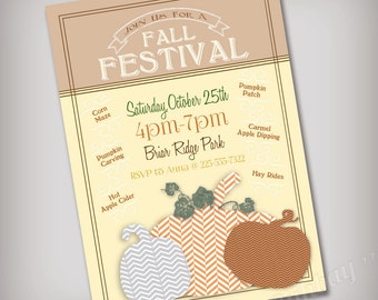 Fall Festival Printable 5x7 Invitations - Customize with Your Party Details! Perfect for a Harvest Festival, Pumpkin Birthday, or Fall Party
