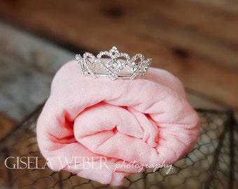 Baby Wrap Set, Silver Baby Crown, Newborn Photo Prop Girl, Newborn Wrap Set, Silver Newborn Crown, Baby Crown Set, Baby Photo Prop