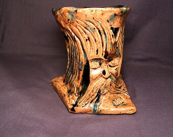 Raku Fiber Arts Tools or Knitting Needle Holder: A Tree Herder