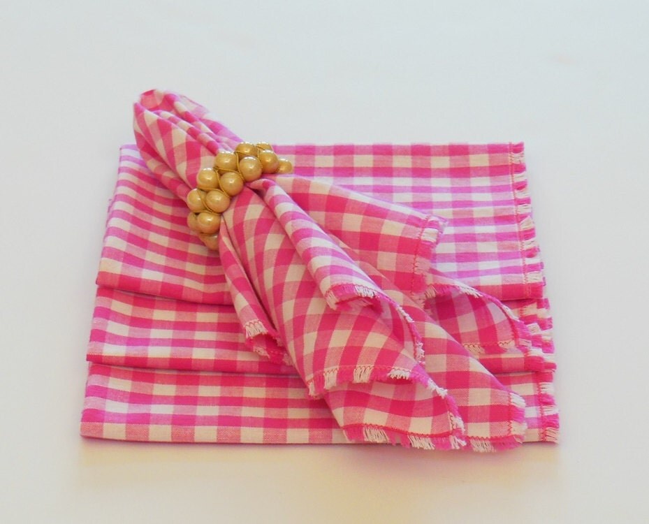 Pink Cloth Napkins Gingham Napkins Napkin Set of by JacqueAnnDecor