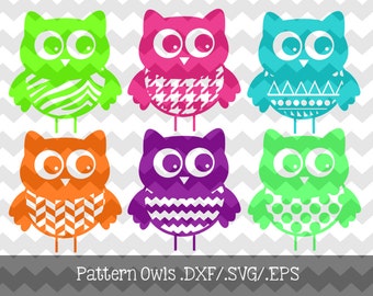 Patterned Owls Files .DXF/.SVG/.EPS File for use with your Silhouette Studio Software