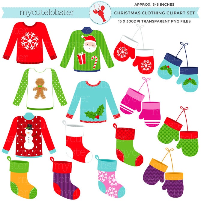 Christmas Clothing Clipart Set clip art by mycutelobsterdesigns